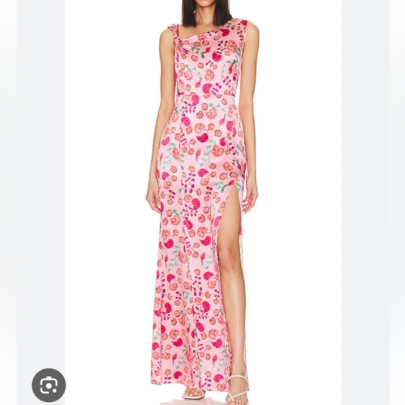 Saloni Leona Silk Gown in Pink - Picture 1 of 3